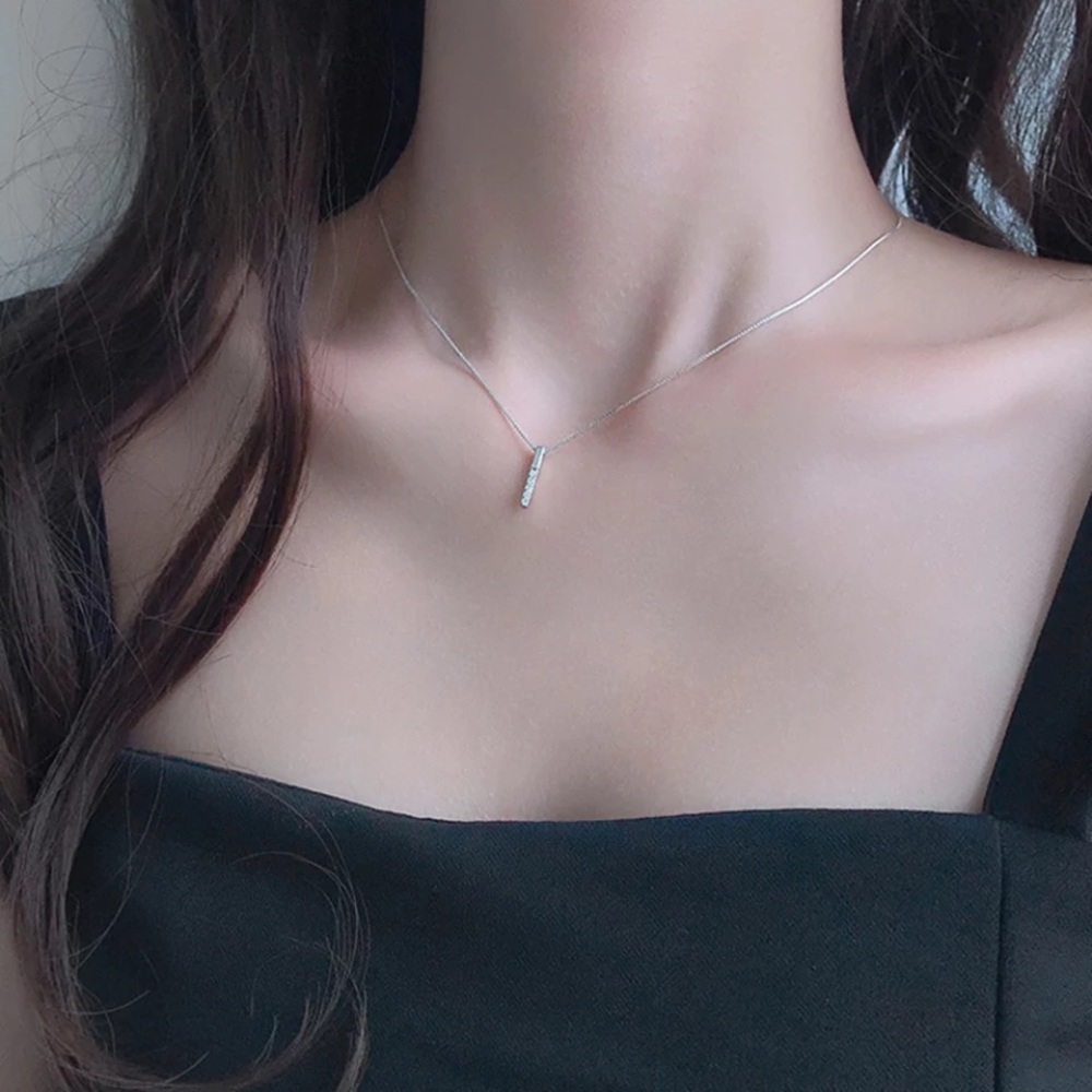 Sterling Silver Simulated Diamond Drop Necklace - Picture 11 of 13